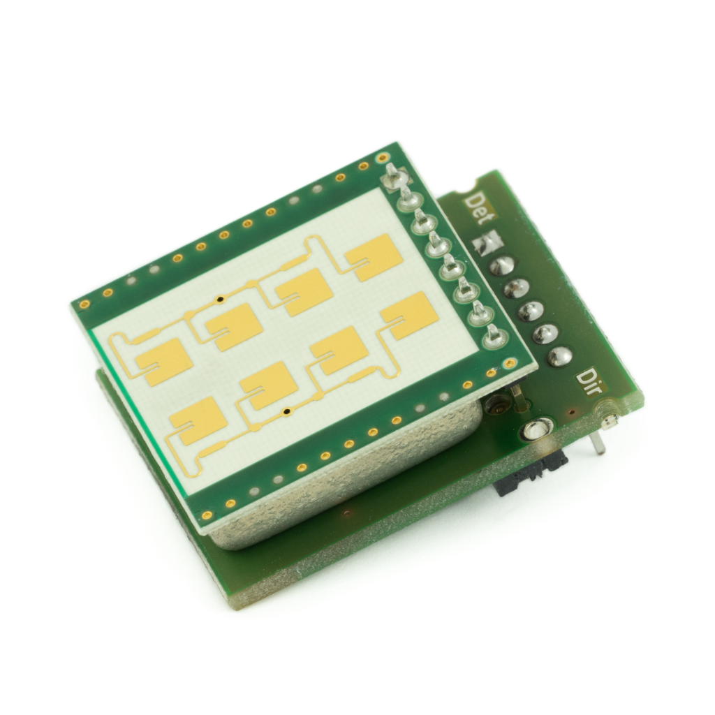 The K-LD2 Evaluation Kit is a fully operational movement detector. The evaluation board visualises the two digital outputs of the K-LD2 over LED’s